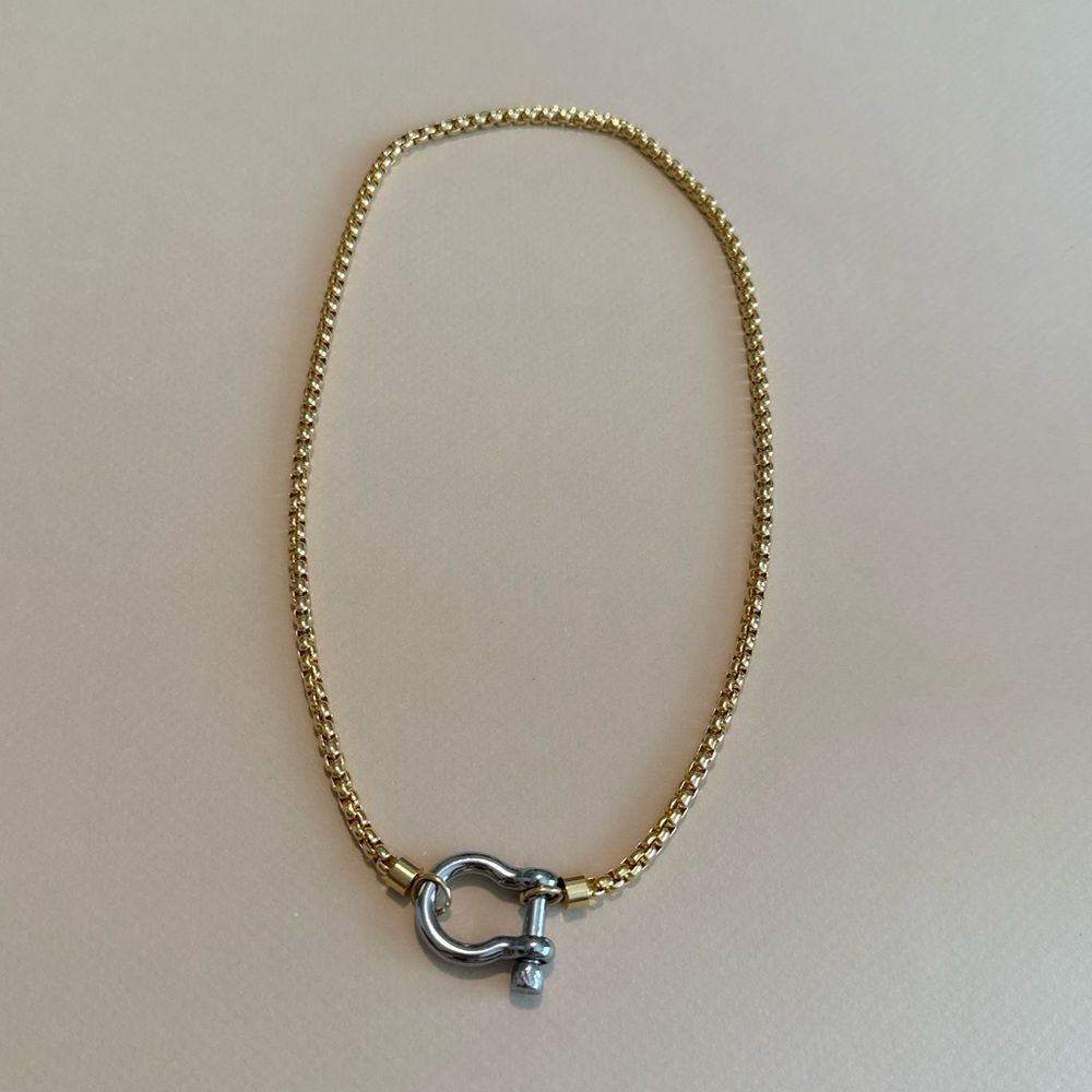 Anthropologie Gold Chain Necklace with Silver Clasp - Picture 3 of 5